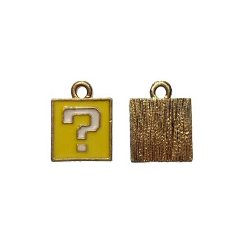 Yellow Enamel Question Mark Block Charms (4) - Click Image to Close