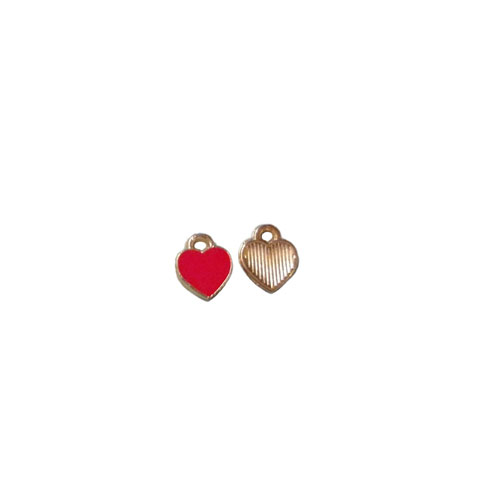 Little 1/4" TINY Red Enamel Heart Charms (6) - Click Image to Close
