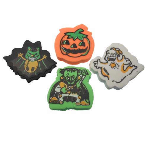 Vintage 1980s 4pc Halloween Erasers - Click Image to Close
