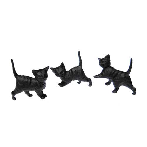 Black Kitty Cat 3pc Miniatures - Click Image to Close