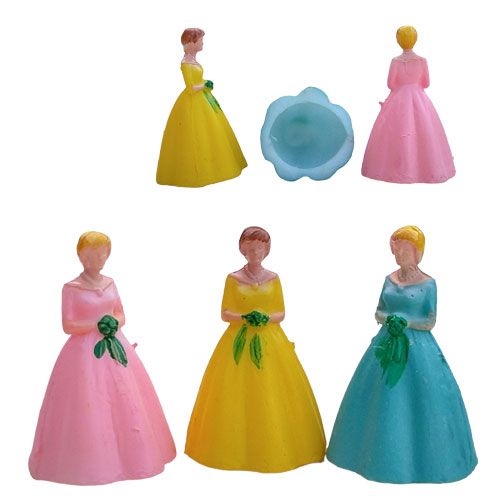 Pastel Bridesmaids Vintage Miniature Figures - Click Image to Close