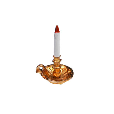 White Candlestick in Holder Miniature - Click Image to Close