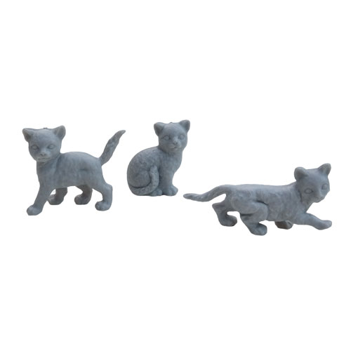 Gray Cat Vintage Plastic Miniatures (3) - Click Image to Close