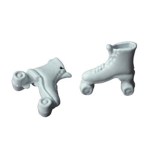 Pair of White Roller Skate Miniatures - Click Image to Close
