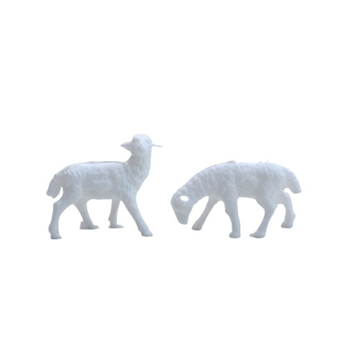 TINY White Sheep Duo Vintage Miniatures (2) - Click Image to Close