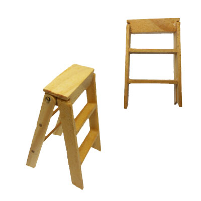 Wooden Hinged 2" Stepladder Miniature - Click Image to Close