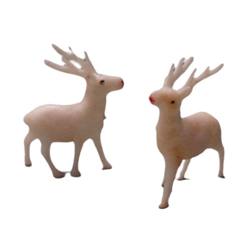 White Reindeer Vintage Plastic Miniatures (2) - Click Image to Close