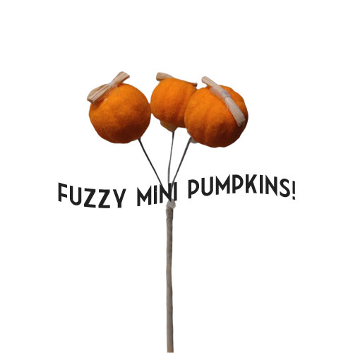 Flocked Mini Trio Pumpkin Pick (2) - Click Image to Close