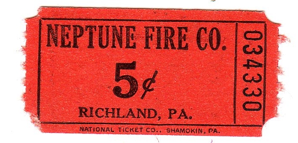 NEPTUNE FIRE CO. Vintage Tickets (12) - Click Image to Close