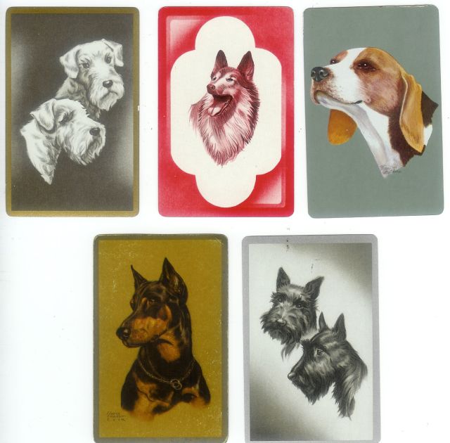 Vintage Playing Cards: Dogs (3) - Click Image to Close